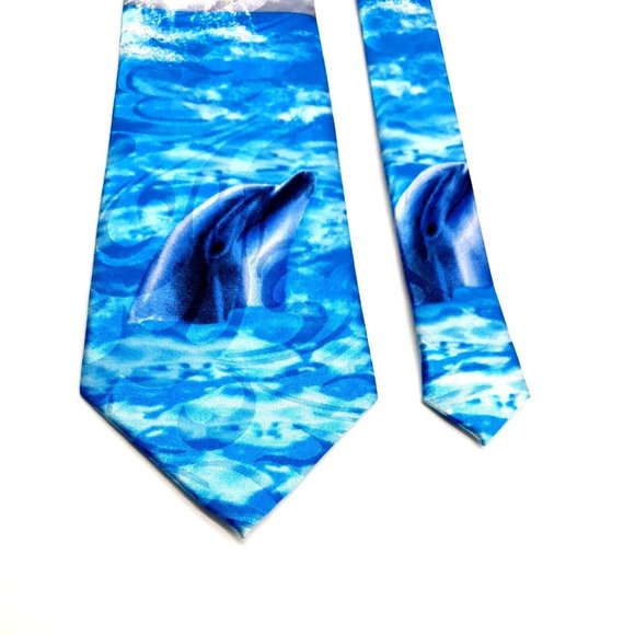 Steven Harris Mens Tie Dolphin Tropical Ocean Office Casual Marine Vacation Gift - Picture 2 of 5